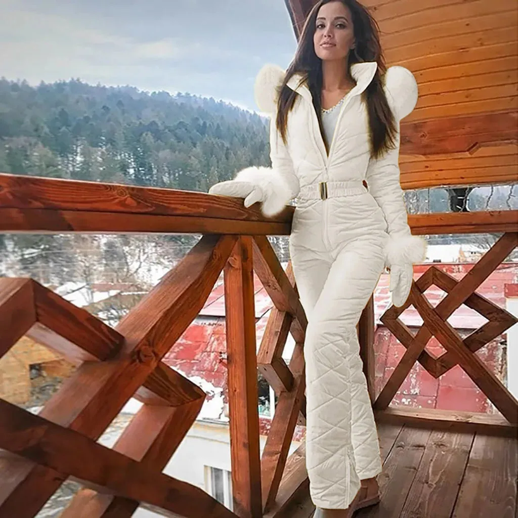 2024 New Women's Pink Ski Suit Fashion Casual Thick Hot Snowboard Skisuit Outdoor Sports Zipper Ski Suit Trip Snowboarding Wear