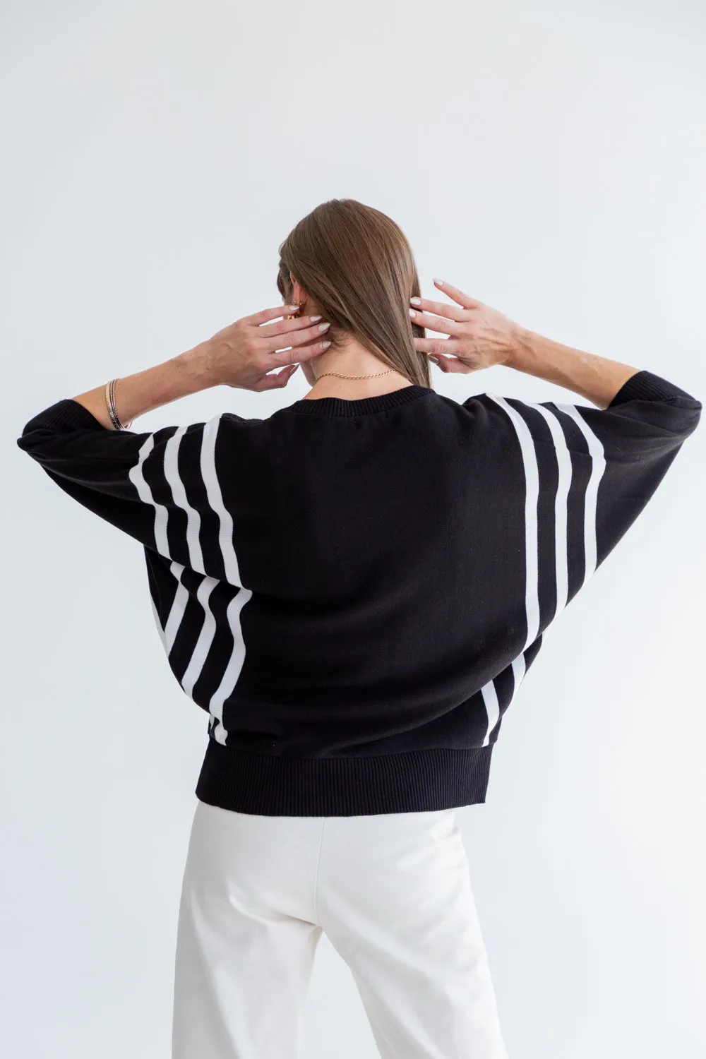 Ali Knit Black & Ivory Stripe