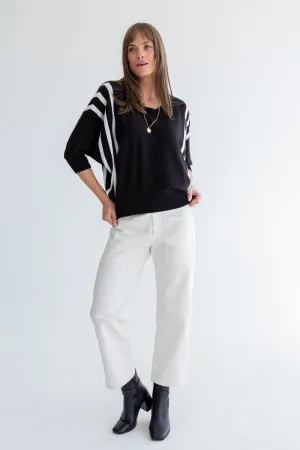 Ali Knit Black & Ivory Stripe