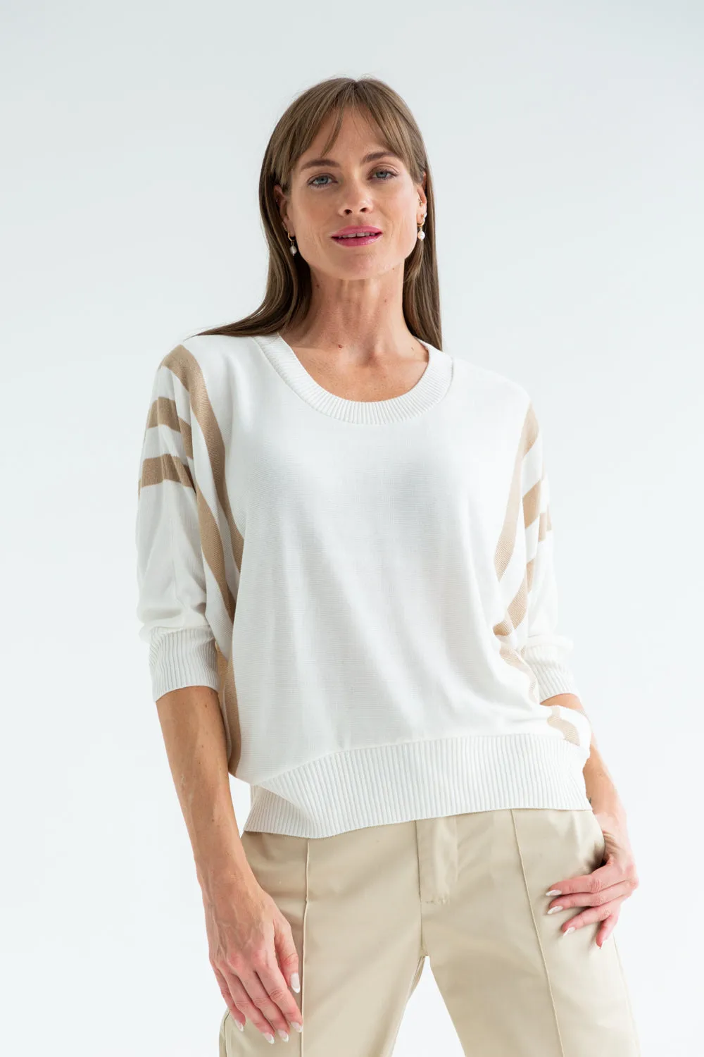 Ali Knit Ivory & Taupe Stripe