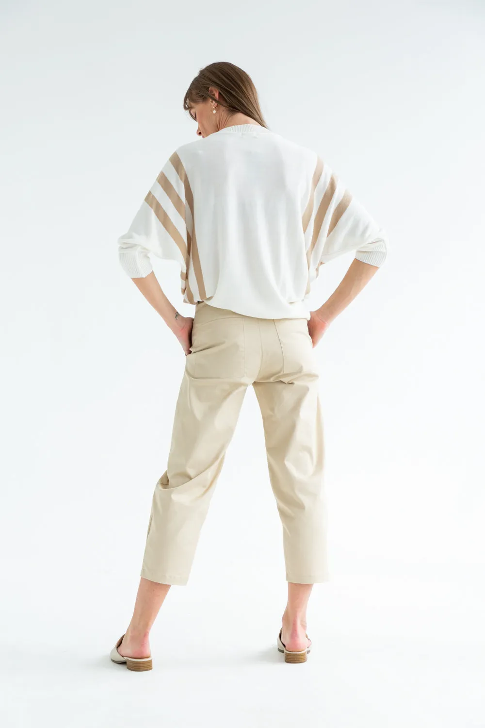 Ali Knit Ivory & Taupe Stripe