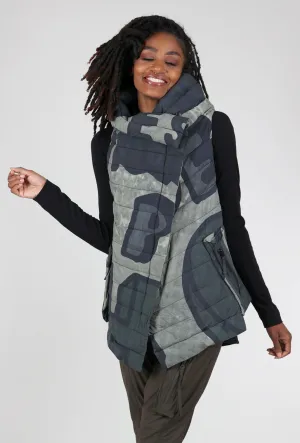 Asym Zip Puffer Vest, Jungle Multi