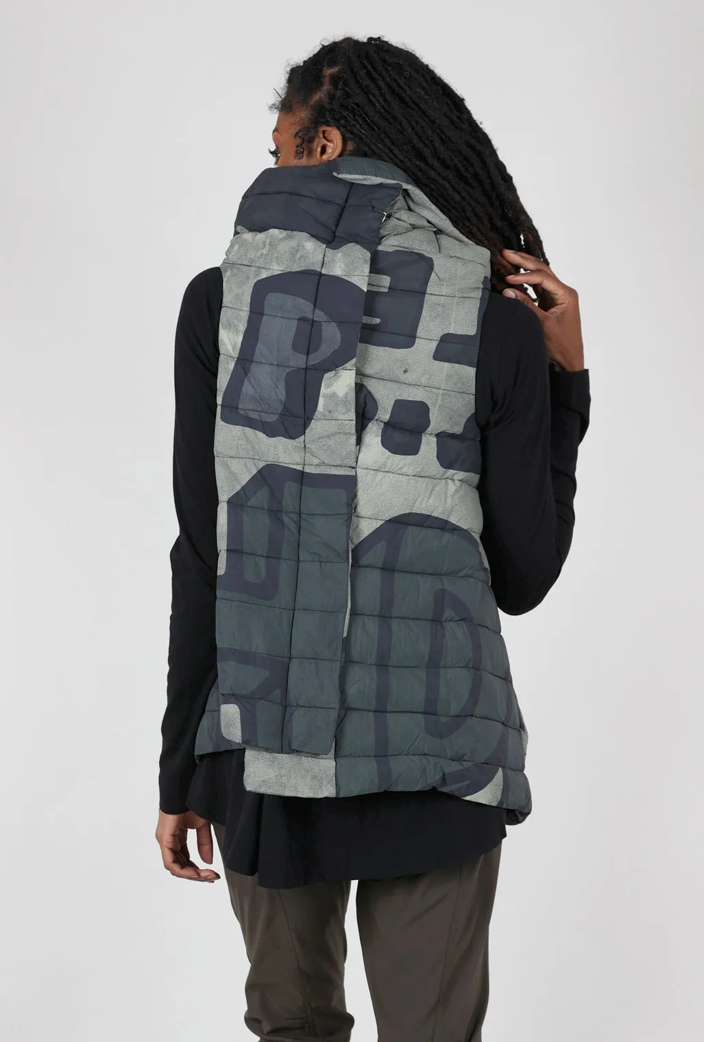 Asym Zip Puffer Vest, Jungle Multi