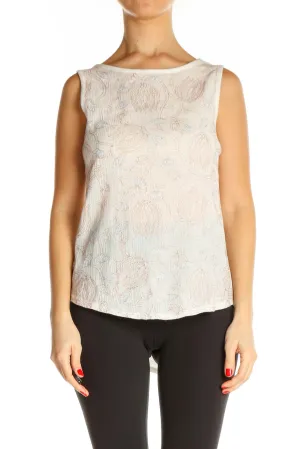 Beige Floral Print Casual Blouse