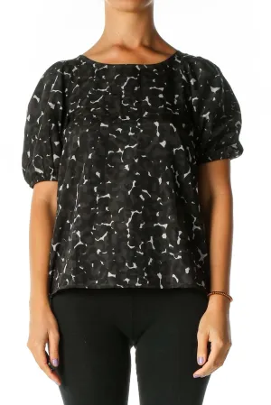 Black Object Print All Day Wear Blouse