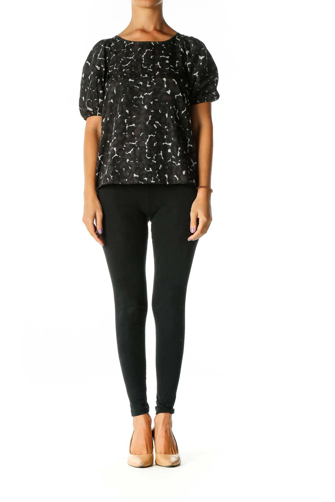 Black Object Print All Day Wear Blouse