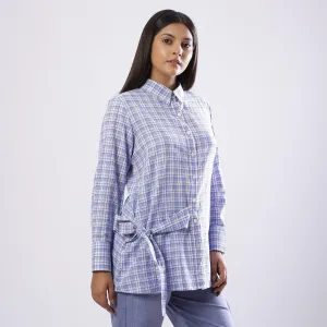 Blue Checkered Handspun 100% Cotton Button-Down Shirt