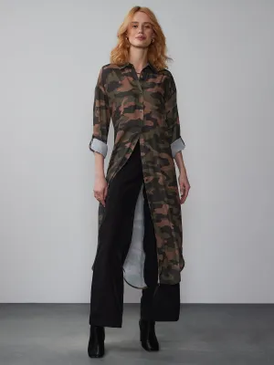 Camo Midi Button Down Shirt