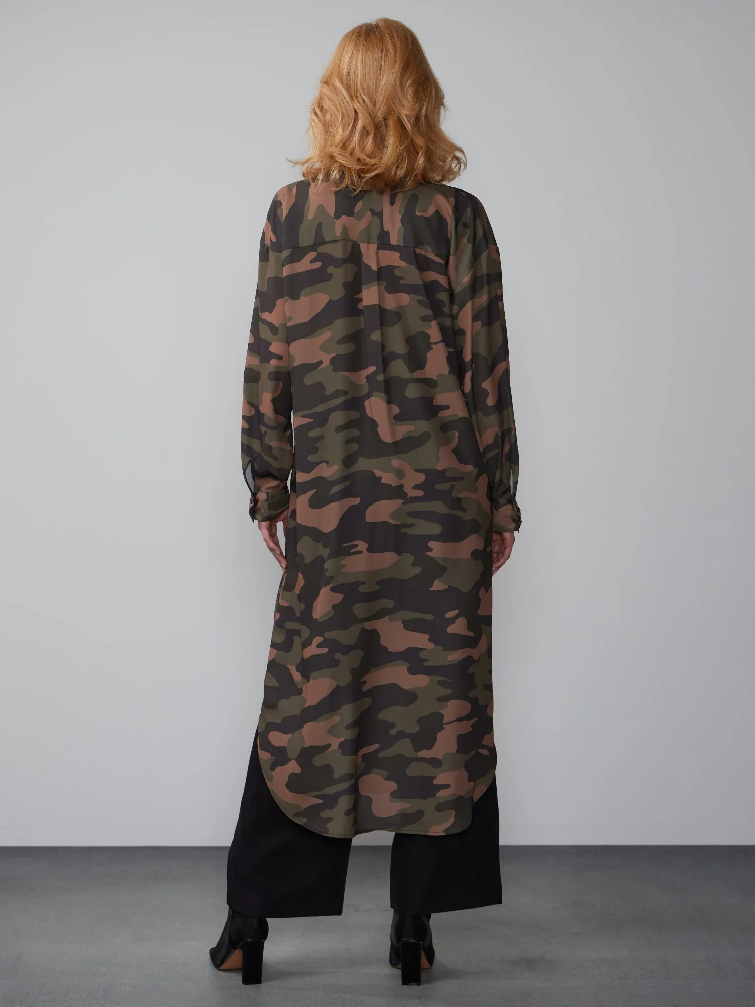 Camo Midi Button Down Shirt