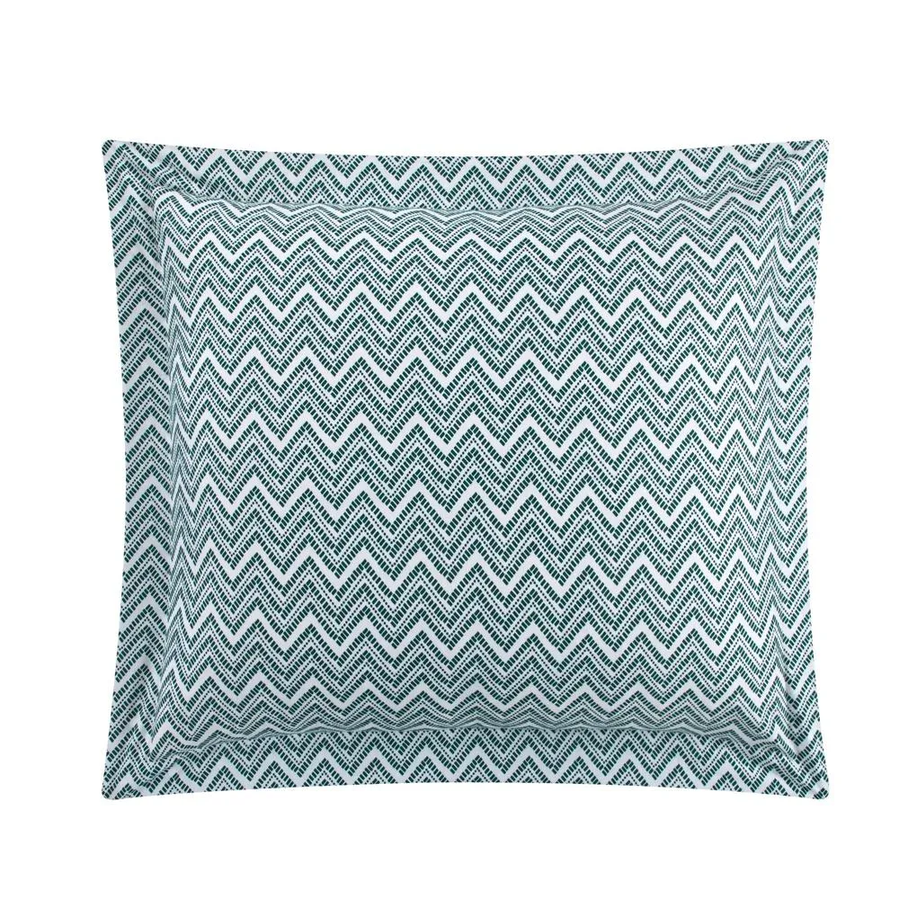 Chic Home Blaine Duvet Cover Set Contemporary Two Tone Striped Chevron Pattern Bedding - Pillow Sham Included - 2 Piece - Twin 68x90", Green