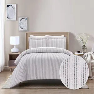 Chic Home Wesley Duvet Cover Set Contemporary Solid White With Dot Striped Pattern Print Design Bedding - Pillow Sham Included - 2 Piece - Twin 68x90", Dark Purple