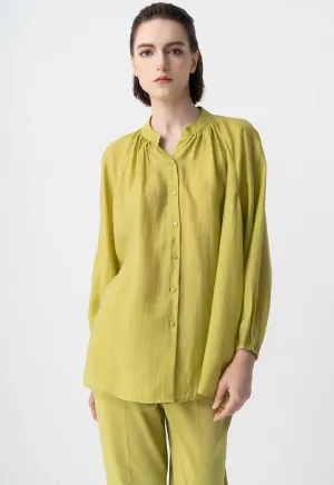 Choice Single Tone Long Raglan Sleeves Shirt Green