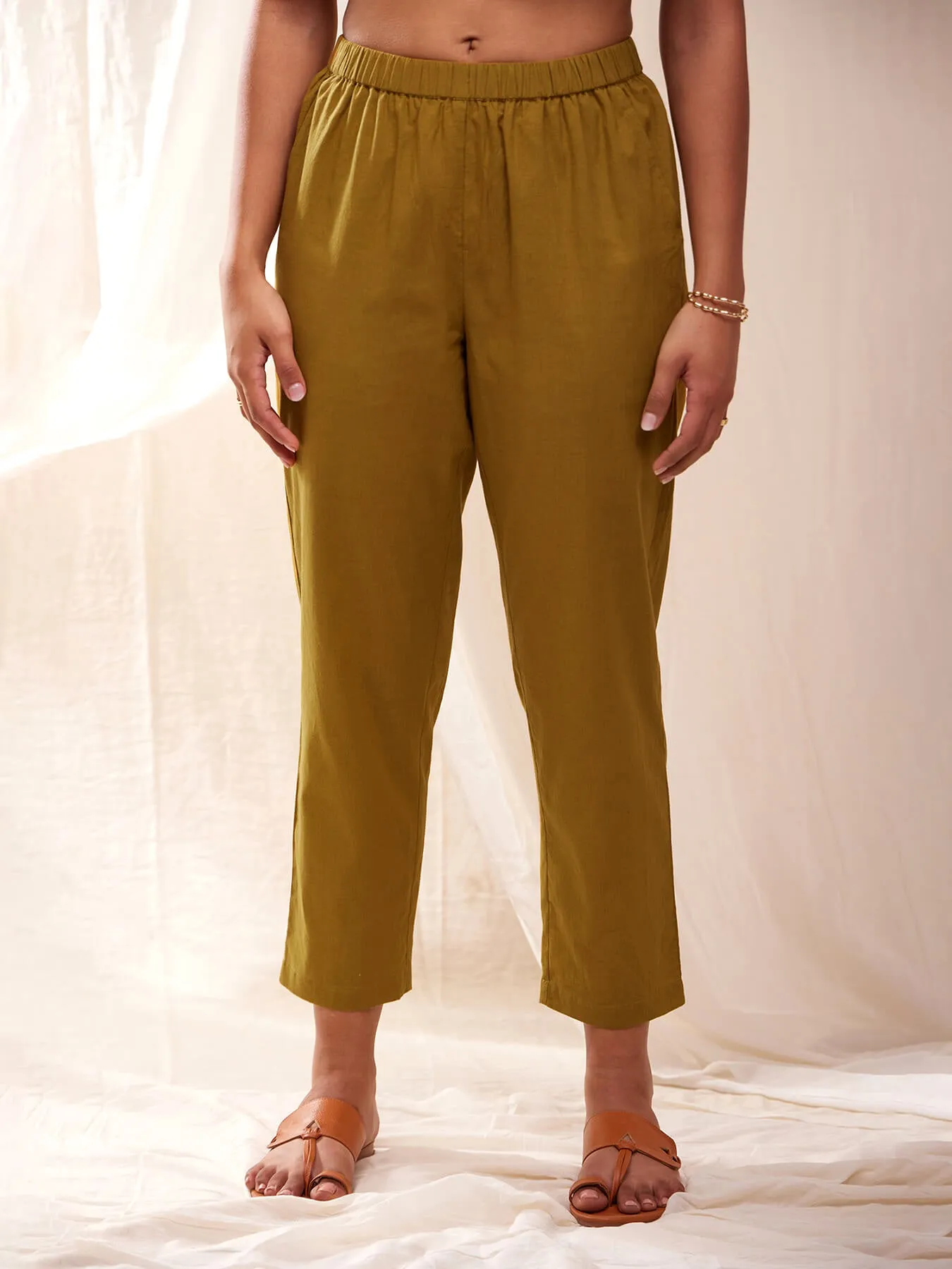 Cotton Check Straight Kurta Set - Mustard