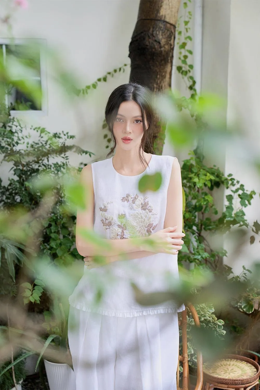 Cuc Straight Sleeveless Linen Top