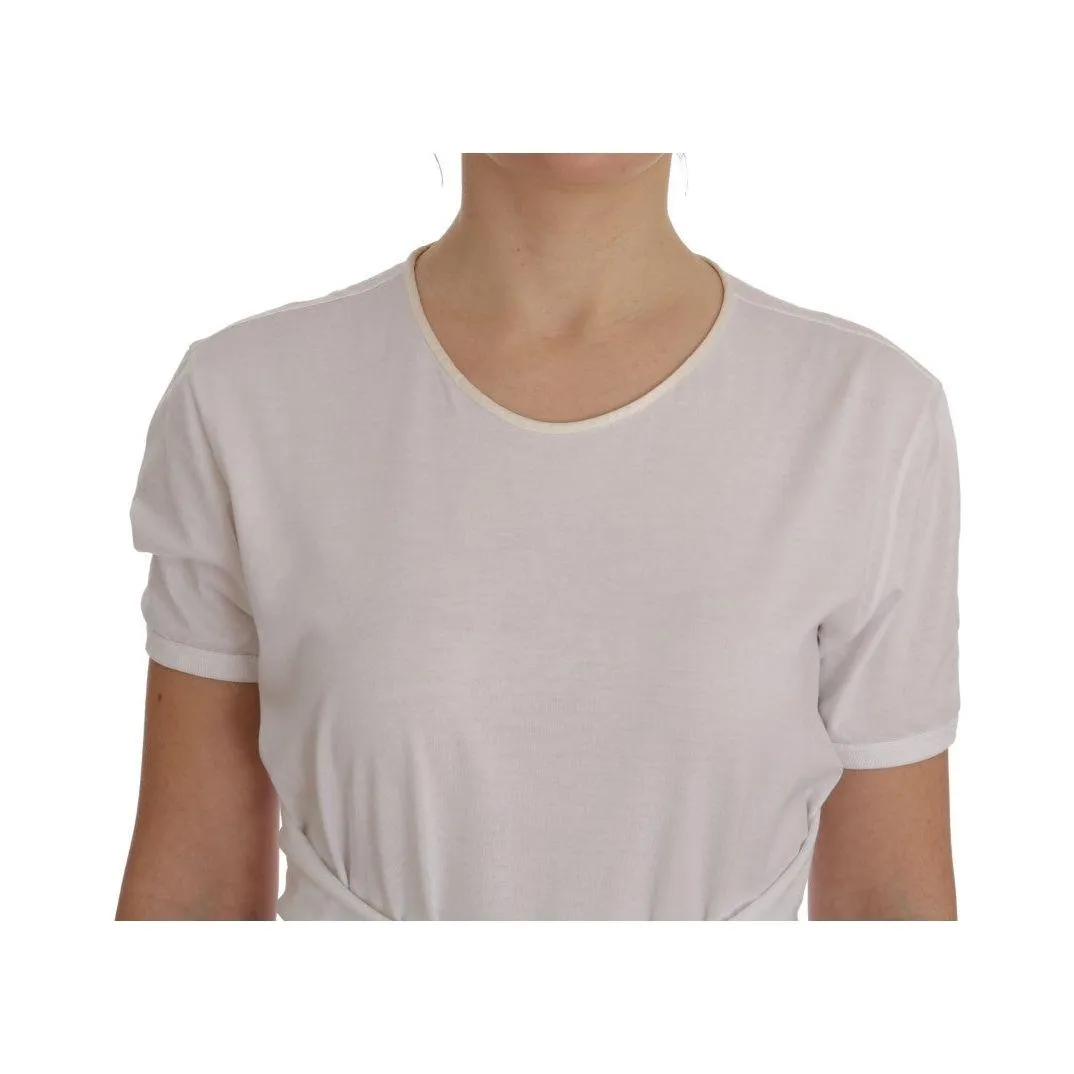 Dolce & Gabbana Elegant White Wrap Blouse with Crystal Accents