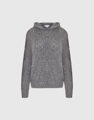 Drop Shoulder Sleeve Hooded Knitted T-Shirt