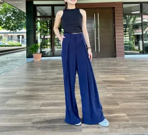Esmeralda Super Wide Leg Corduroy Pants in Navy