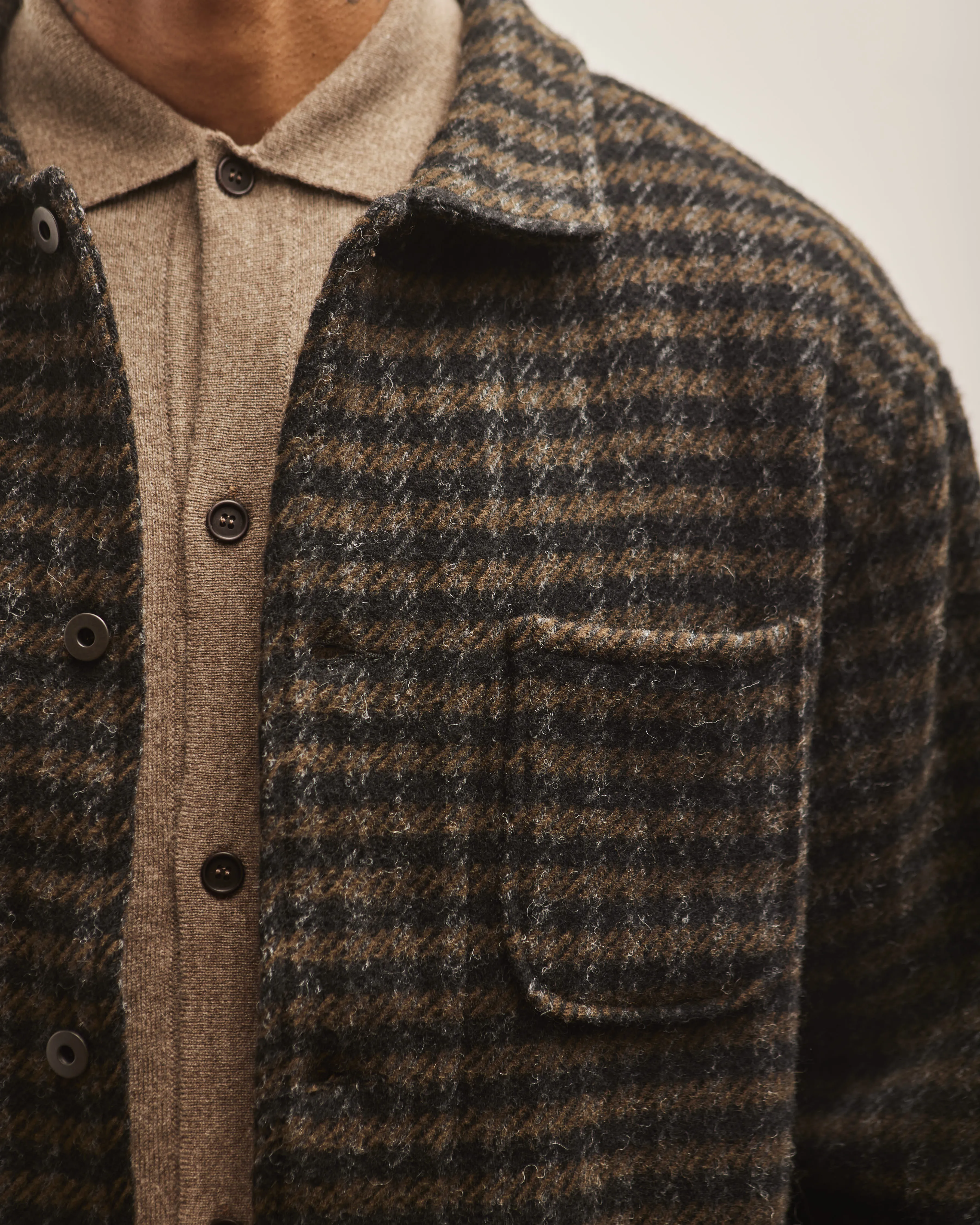 Evan Kinori Three Pocket Jacket, Heavy Brushed Wool Check