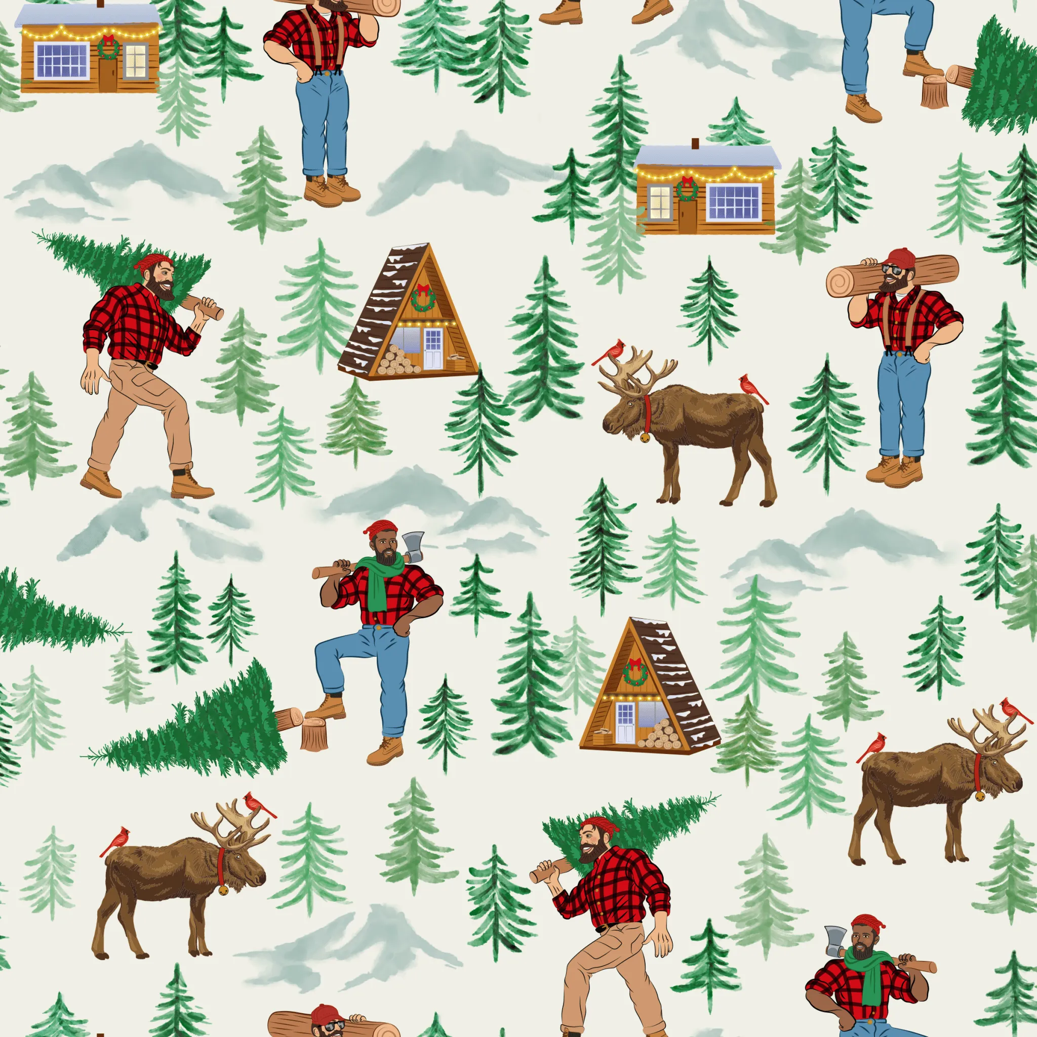 Forest Wonderland Lumberjacks Long Sleeve Pajama Set (2T-12Y)