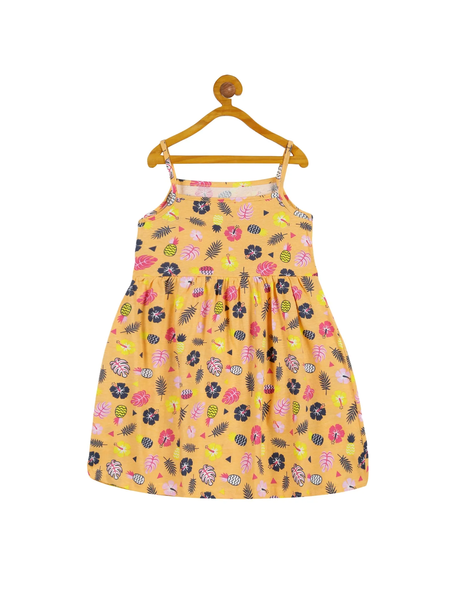 Girls Strap Dress With Yoke Pack of 2