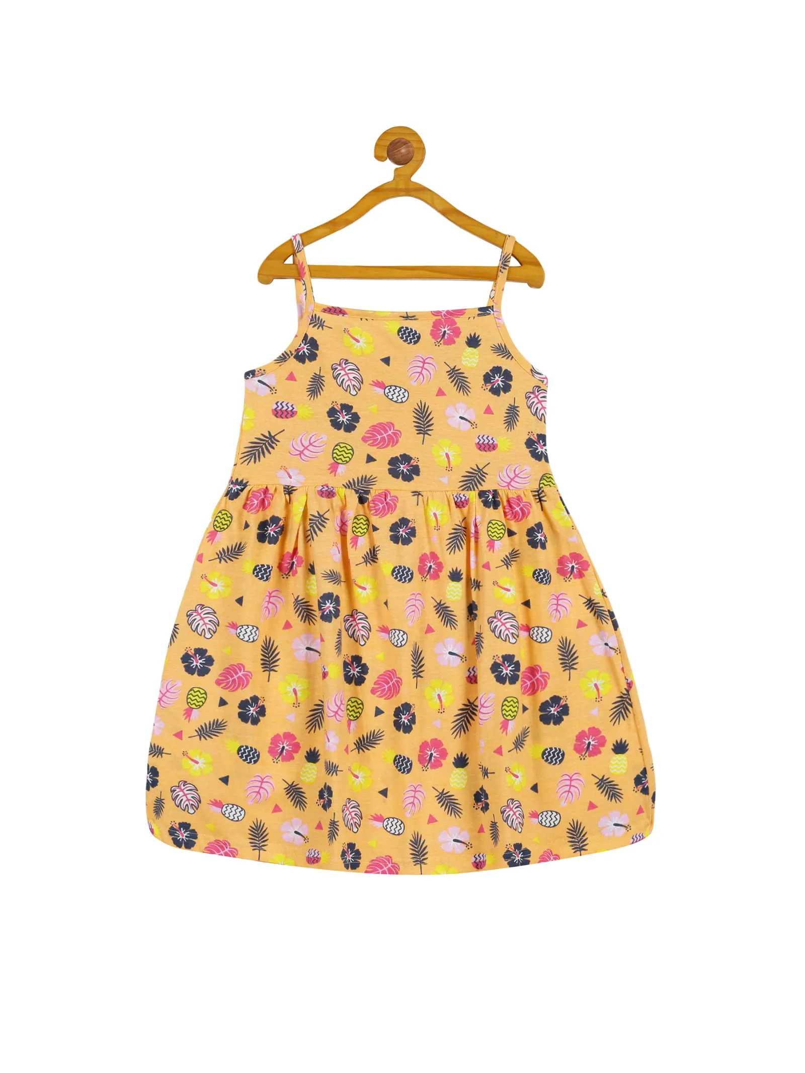 Girls Strap Dress With Yoke Pack of 2