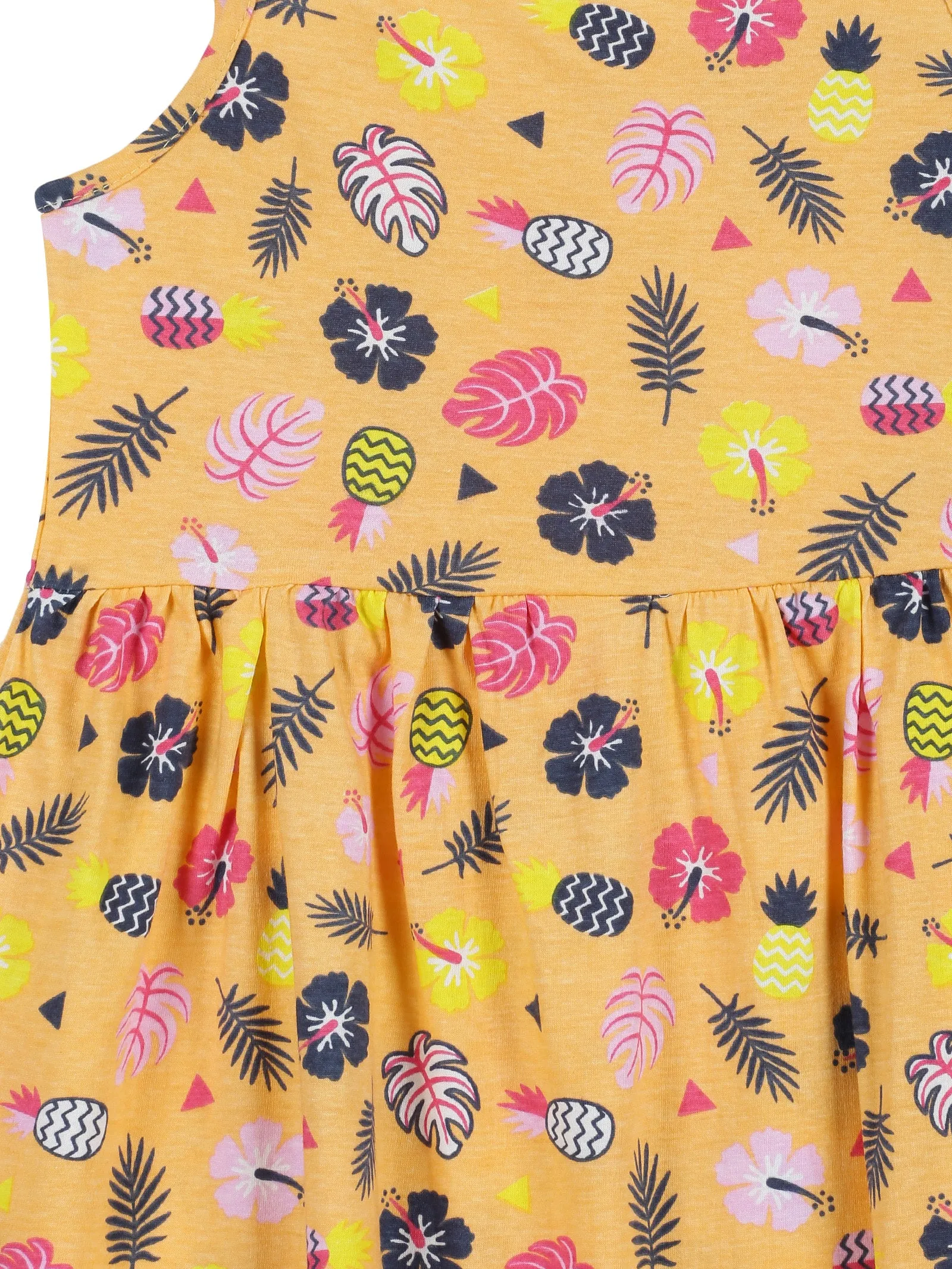 Girls Strap Dress With Yoke Pack of 2