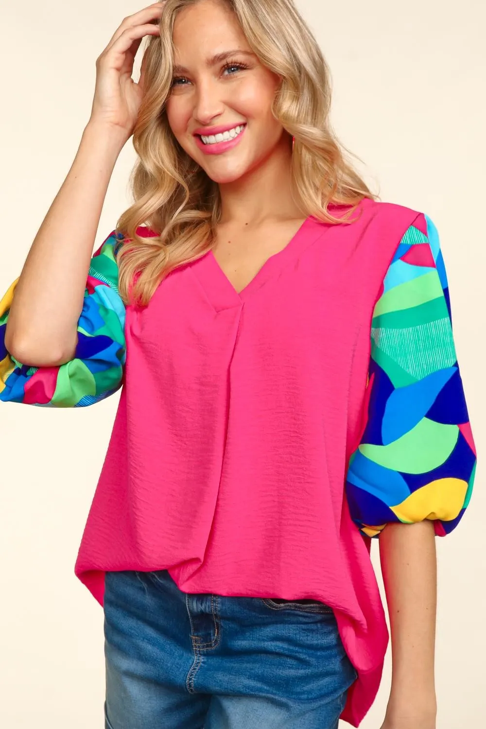 Haptics V-Neck Half Sleeve Blouse