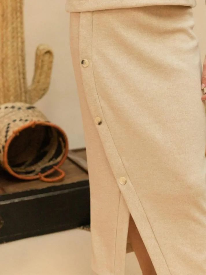 High Neck Button Up Two Pieces Dress
