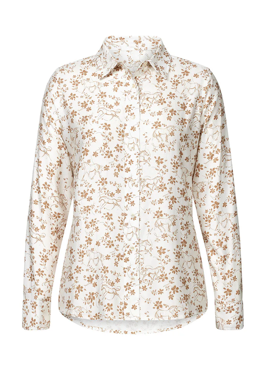 Horse Floral Button Up Shirt