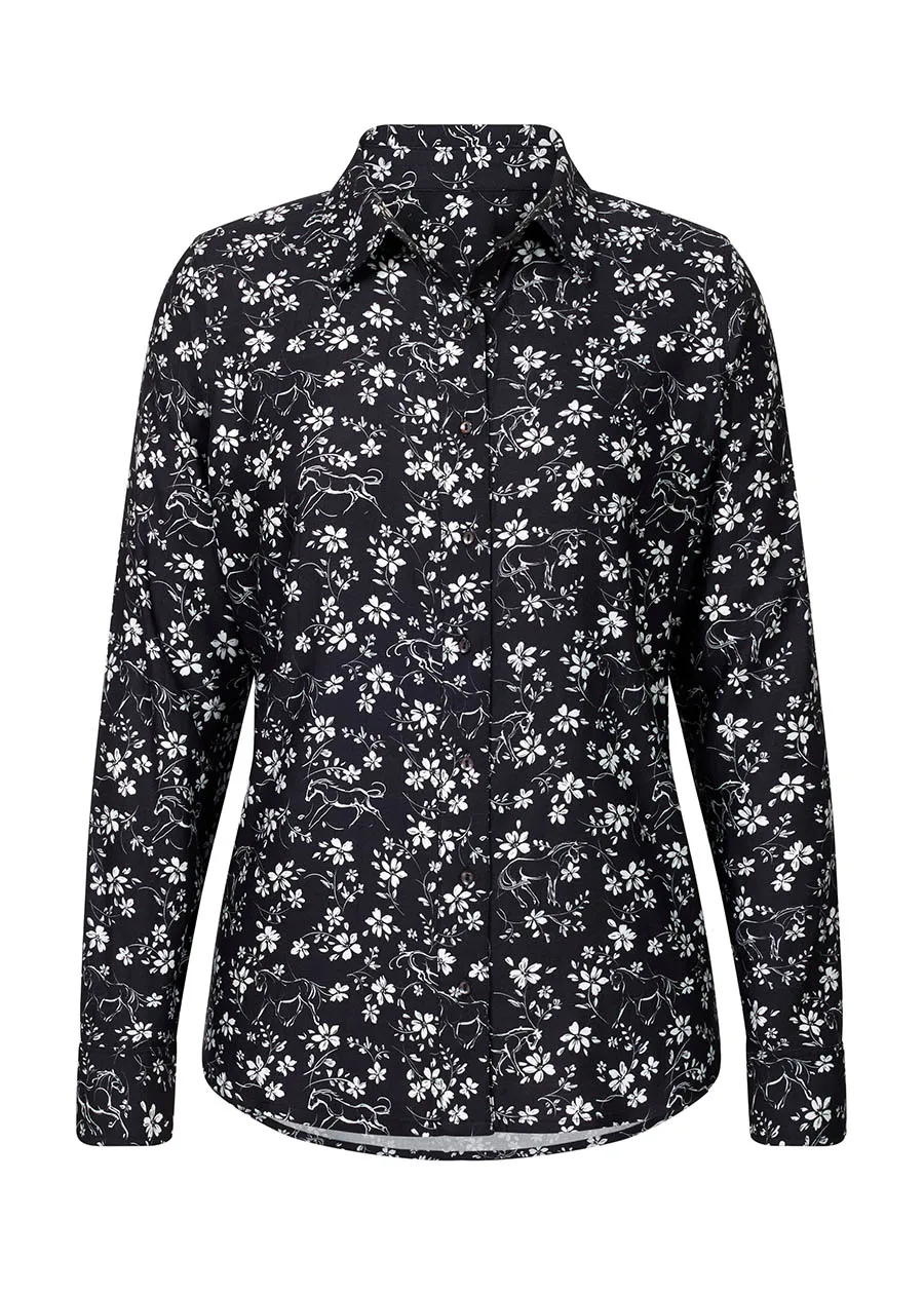 Horse Floral Button Up Shirt