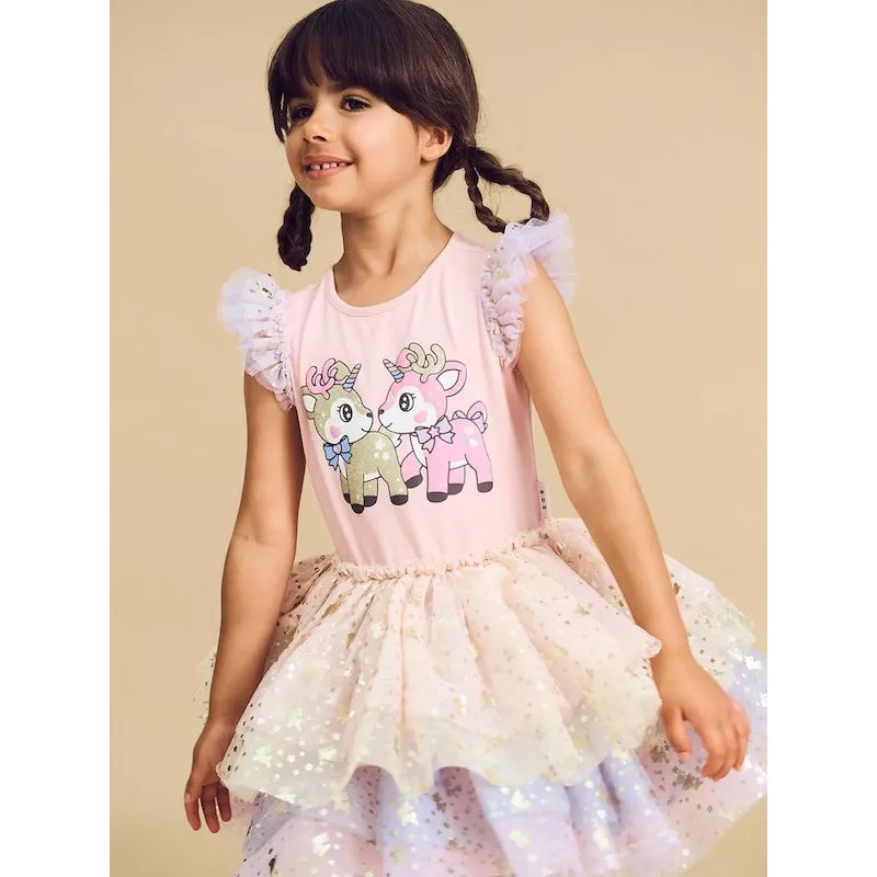 Huxbaby Reindeer Friends Tulle Dress