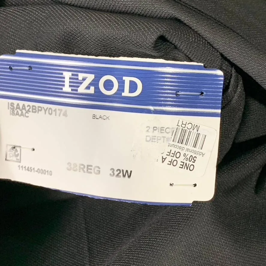 IZOD Men's Solid Black Regular Classic-Fit Suit Pants SZ 32X32