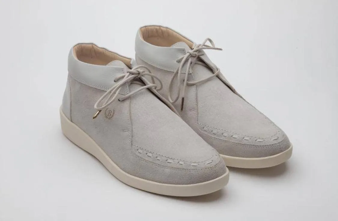 Johnny Famous Bally Style Soho Men's White Leather and Suede High Tops