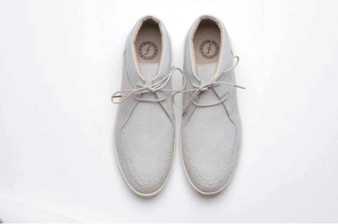 Johnny Famous Bally Style Soho Men's White Leather and Suede High Tops