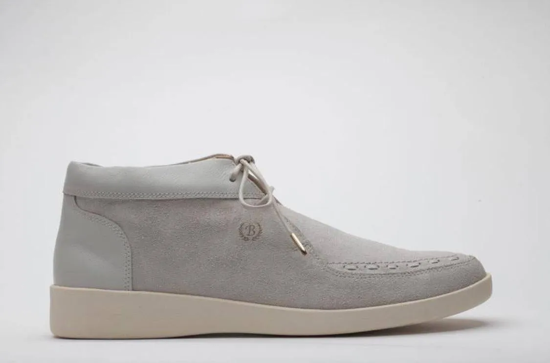 Johnny Famous Bally Style Soho Men's White Leather and Suede High Tops