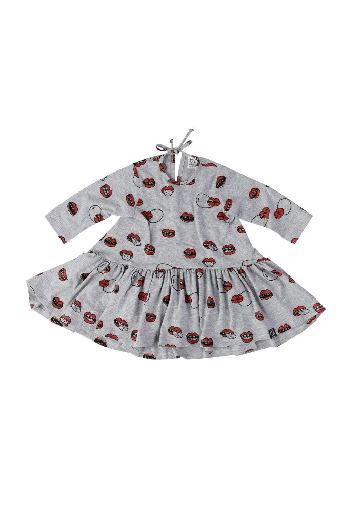 Kukukid Dancing Dress Grey Melange Lips