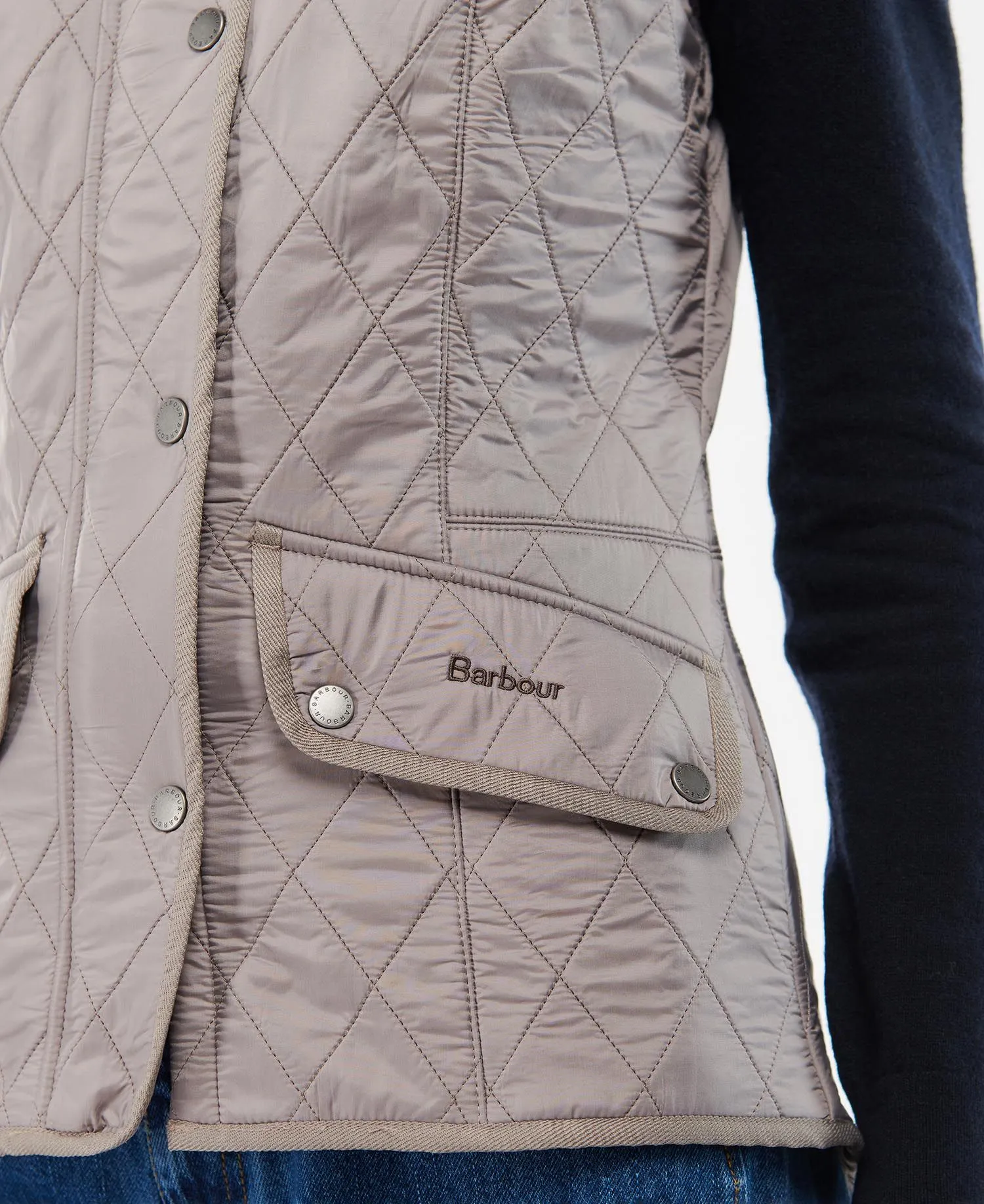 LADIES BARBOUR CAVALRY GILET - DOESKIN/BROWN