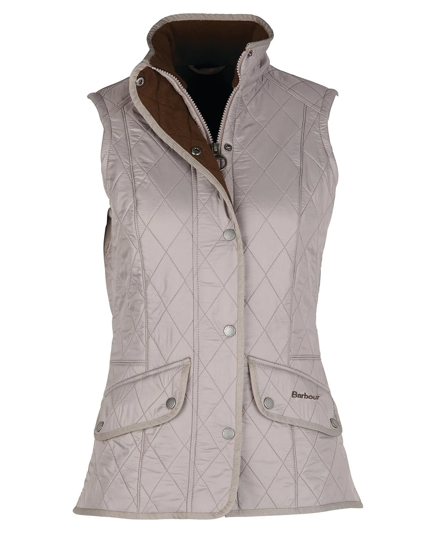 LADIES BARBOUR CAVALRY GILET - DOESKIN/BROWN