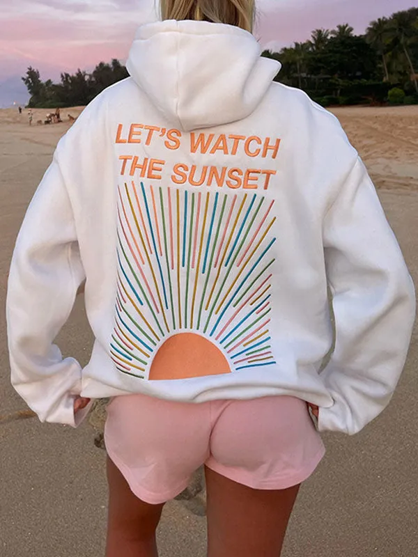 Letters Print Kangaroo Pocket Hoodies
