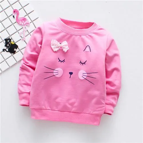Long sleeve cotton T-shirts for girls