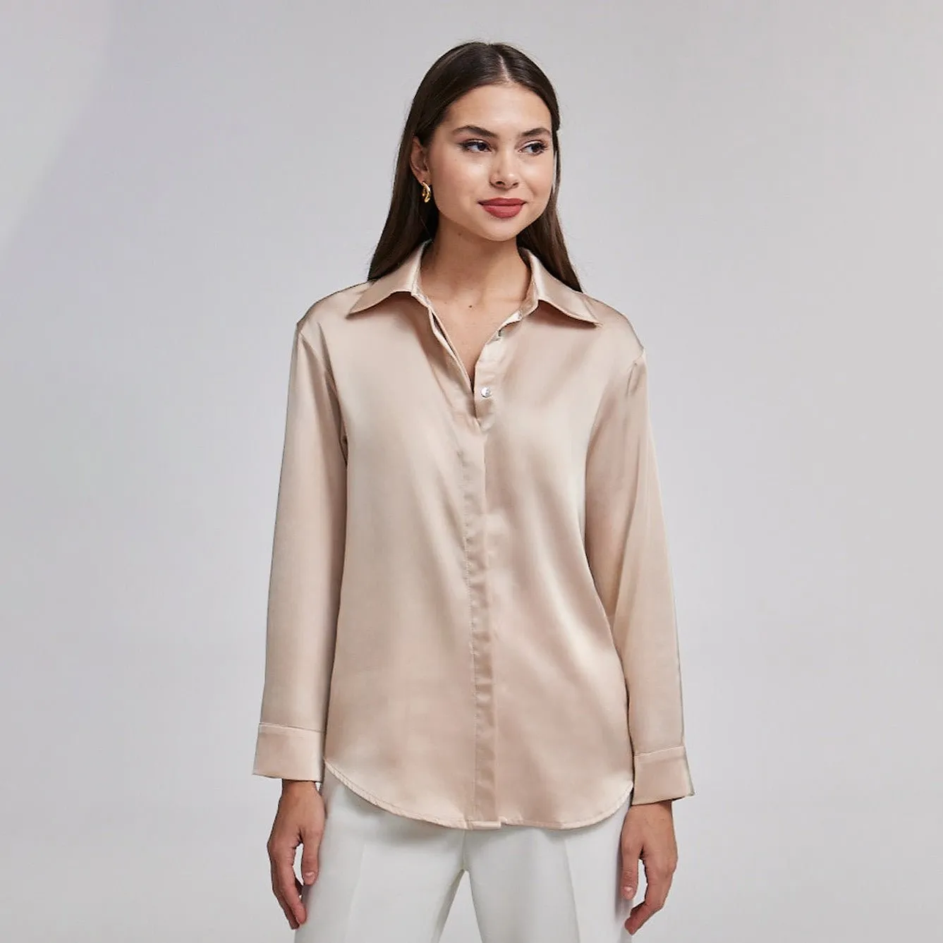Long Sleeve Satin Shirt