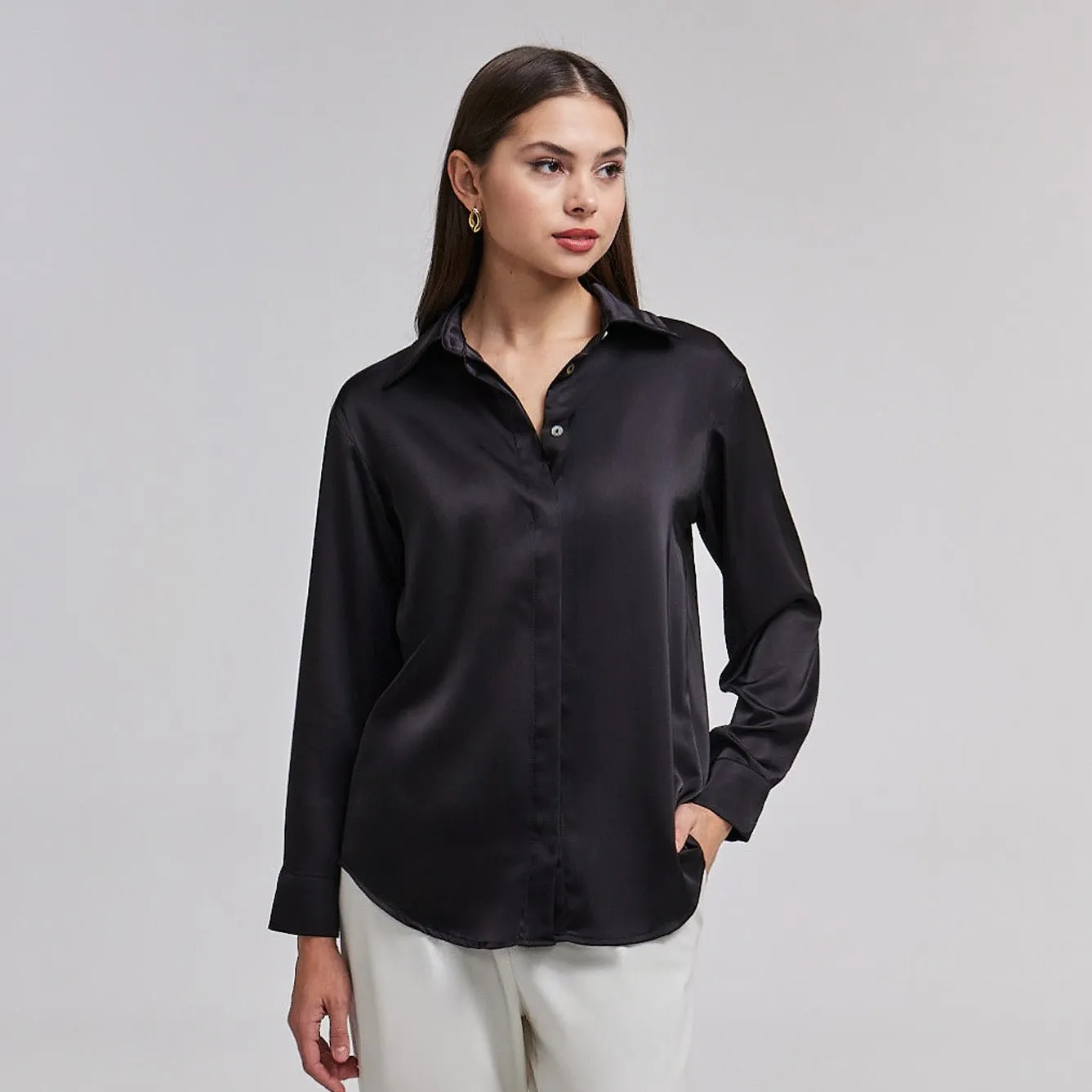 Long Sleeve Satin Shirt