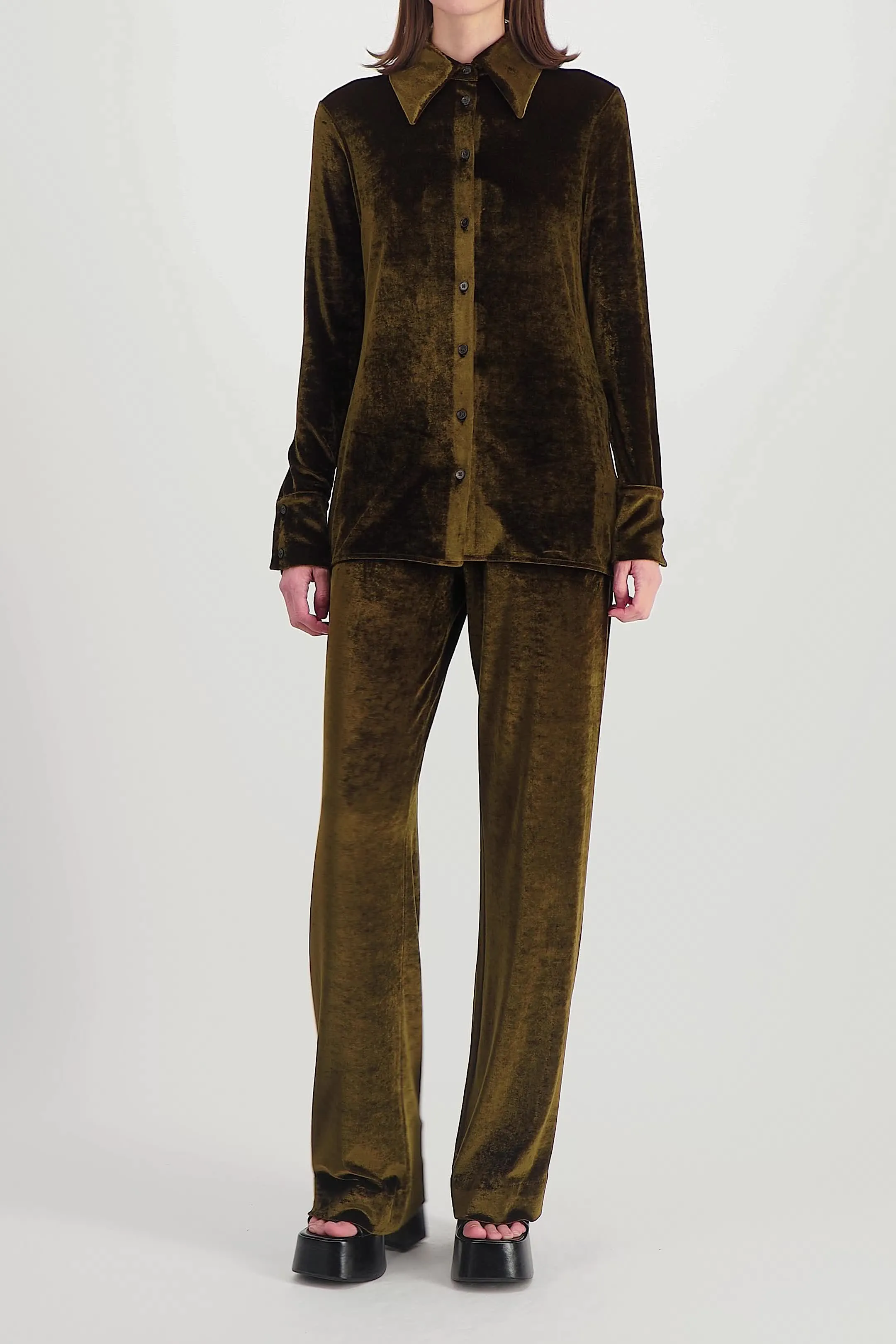 Loose leg velvet pants