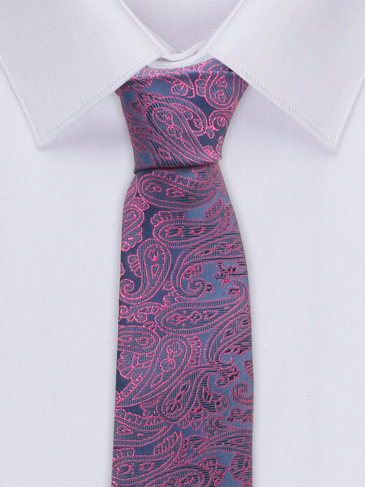 Men's Magenta Fashion Paisley Pattern Tie Set