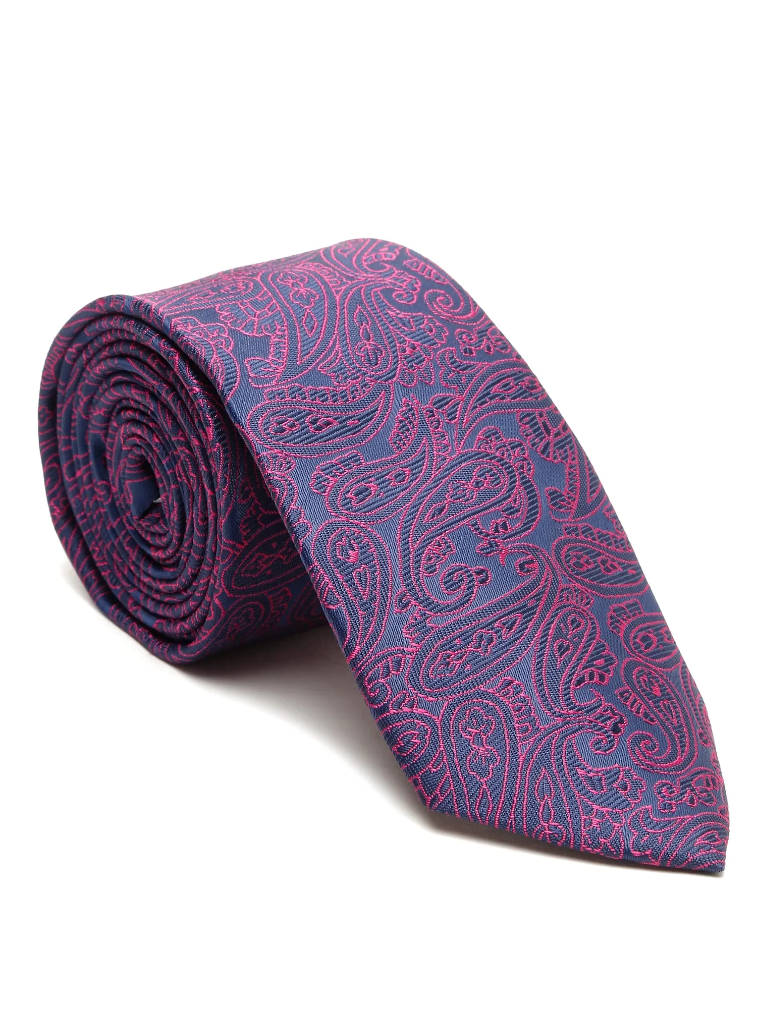 Men's Magenta Fashion Paisley Pattern Tie Set