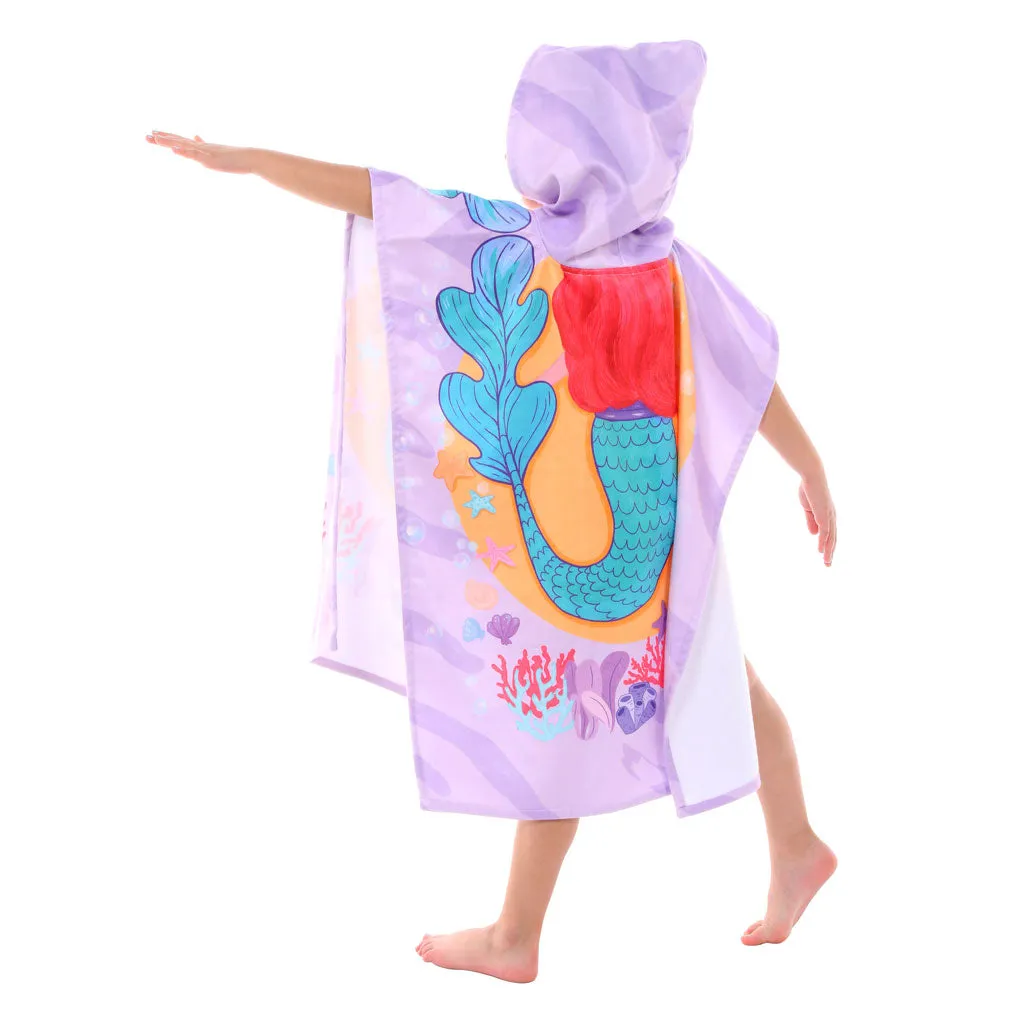 Mermaid Printed Kids Ponchos