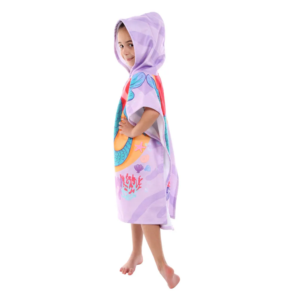 Mermaid Printed Kids Ponchos