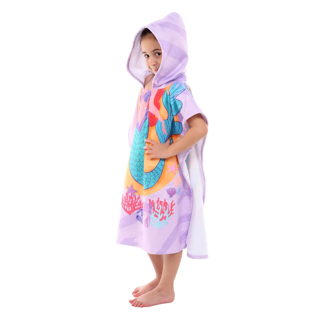 Mermaid Printed Kids Ponchos