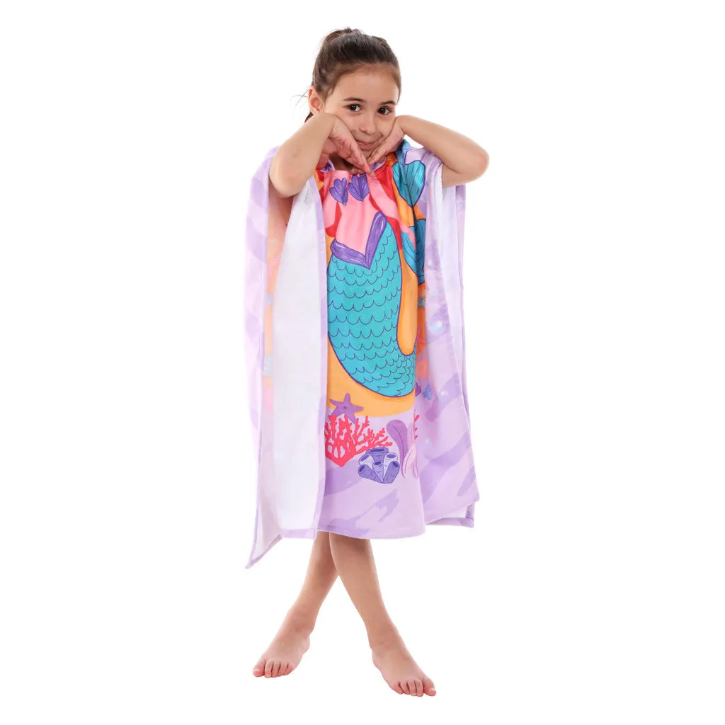 Mermaid Printed Kids Ponchos