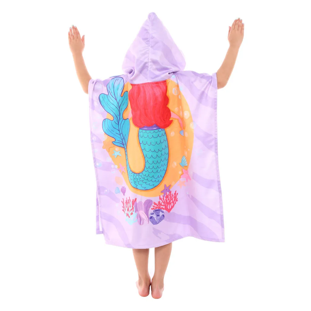 Mermaid Printed Kids Ponchos